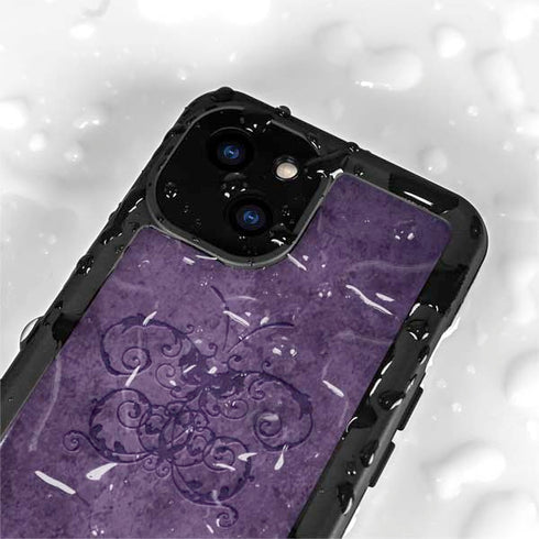 Purple Damask Butterfly by Brigid Ashwood iPhone 15 Plus Waterproof Case